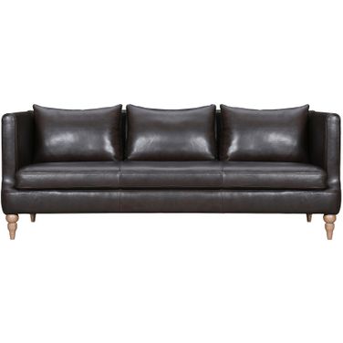 Vincenza 85 Inch Leather Sofa In Dark Brown