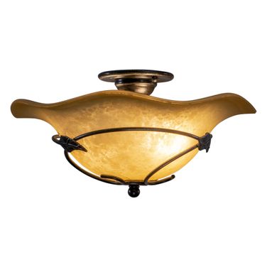 Vine 15 Inch Semi Flush Ceiling Light or Pendant (Dual Mount) In Oil Shale