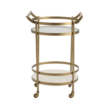 Vine Grove Bar Cart In Gold and White