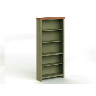 Vineyard 72 Inch High 5-Shelf Bookcase In Sage and Fruitwood