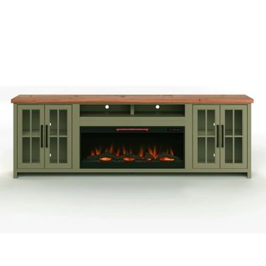 Vineyard 97 Inch Fireplace TV Stand Console In Sage and Fruitwood