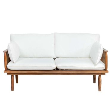 Vineyard Outdoor Loveseat In White and Brown