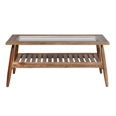 Vineyard Outdoor Rectangular Coffee Table In Brown and Glass