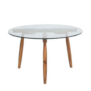 Vineyard Outdoor Round Coffee Table In Brown and Glass