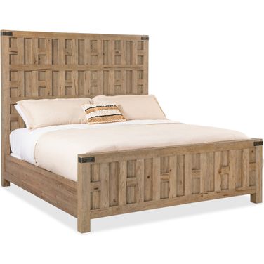 Vineyard Row King Panel Bed In Light Wood