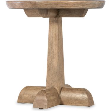 Vineyard Row Round Pedestal End Table In Light Wood