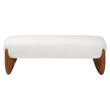 Vinicio Boucle Accent Bench In Cream and Walnut Brown