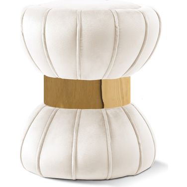 Vino Velvet Ottoman/Stool In Cream