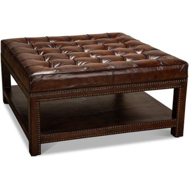 Vintage Black Tufted Ottoman