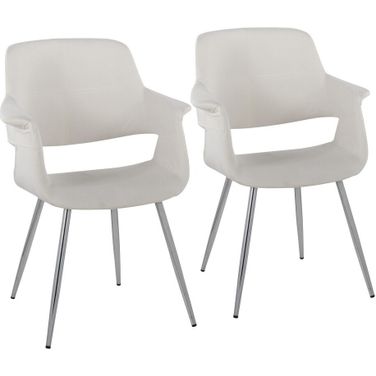 Vintage Flair Chair Set of 2 In Cream/Chrome