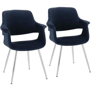 Vintage Flair Chair Set of 2 In Blue/Chrome