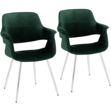 Vintage Flair Chair Set of 2 In Green/Chrome