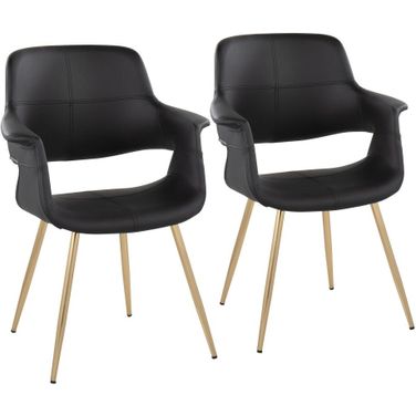 Vintage Flair Chair Set of 2 In Black/Gold