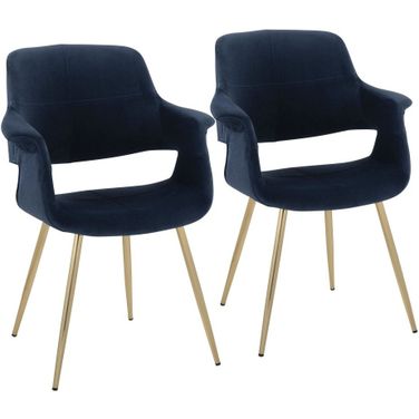 Vintage Flair Chair Set of 2 In Blue/Gold