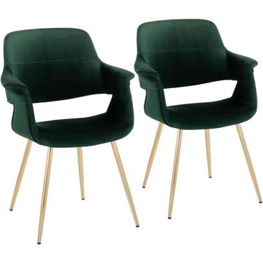 Vintage Flair Chair Set of 2 In Green/Gold