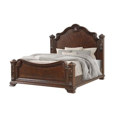 Vintage King Panel Bed In Walnut