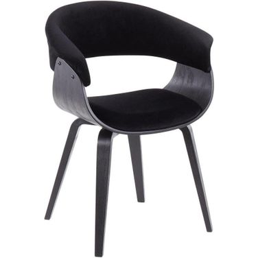 Vintage Mod Mid-Century Modern Dining/Accent Chair In Black Wood And Black Velvet