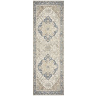 Vintage Washables 2' x 6' Indoor Rug In Blue Green