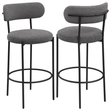Viola Boucle Upholstered Bar Chair Set of 2 In Grey