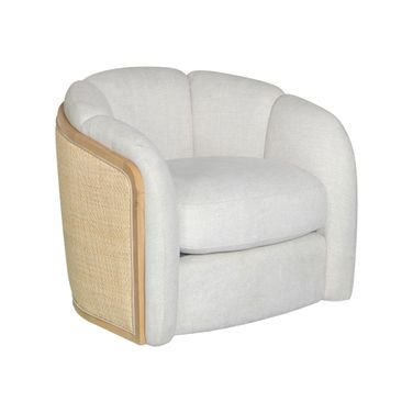 Violet Accent Chair with Rattan Back In Soft Oat and Natural