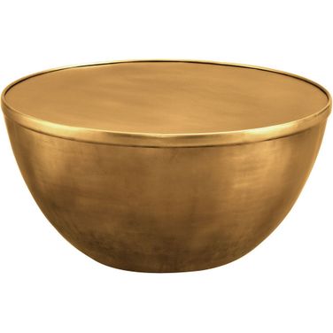 Viora 32 Inch Metal Storage Coffee Table In Burnished Brass