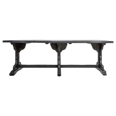 Virginia Reclaimed Pine Wood Dining Table with Trestle Base In Black