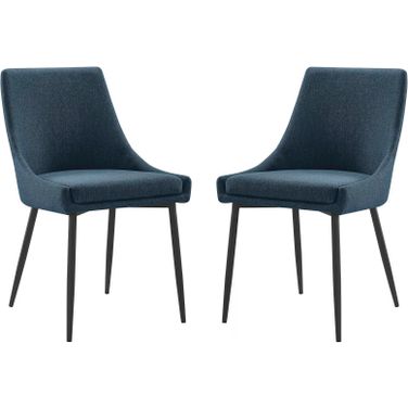 Viscount Upholstered Fabric Dining Chairs Set Of 2 In Azure