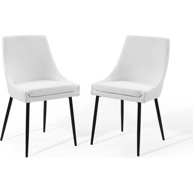 Viscount Upholstered Fabric Dining Chairs Set of 2 In Snow White