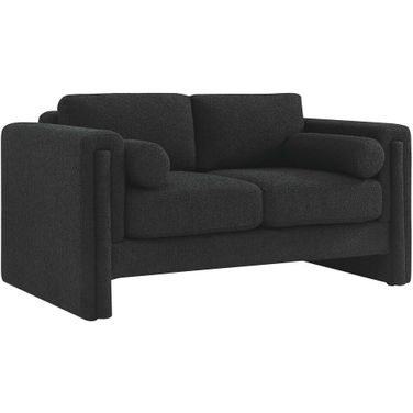 Visible Boucle Fabric Loveseat In Black