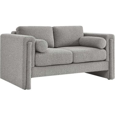 Visible Boucle Fabric Loveseat In Light Gray