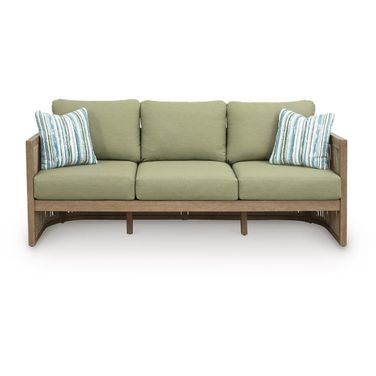 Vision Lane Outdoor Sofa with Cushion Set of 2 In Green and Beige