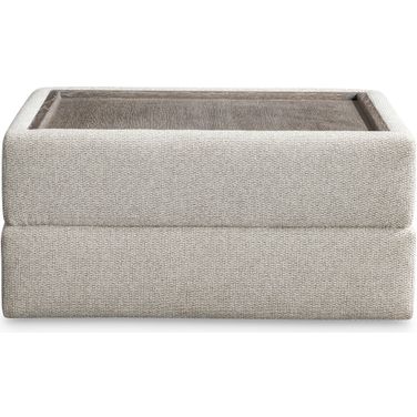 Vista Fabric Tray Ottoman In Beige