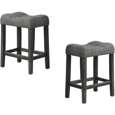 Vitaliya 24 Inch Wood Counter Stool Set of 2 In Charcoal