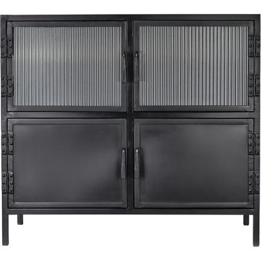 Vitrino Black 4 Door Side Table