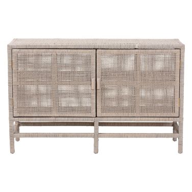 Vivan Natural Rattan Storage Cabinet In French Grey