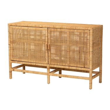 Vivan Rattan and Wood Storage Cabinet In Natural Brown