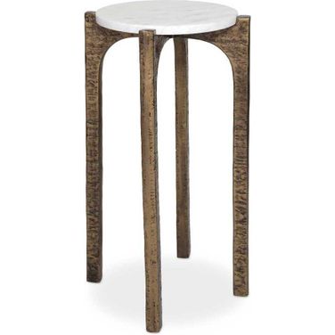 Vivi Marble Drink Table In White and Brushed Brass