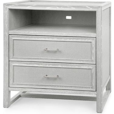 Vivian 2-Drawer Side Table In Soft Gray