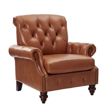 Vivian Genuine Leather Armchair In Saddle
