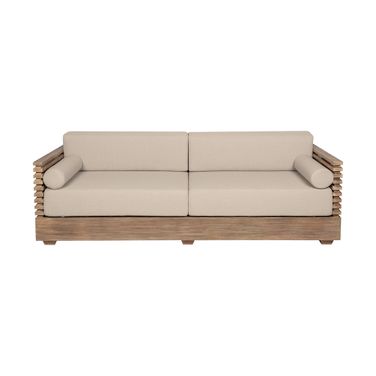 Vivid Outdoor Patio Sofa In Light Eucalyptus and Taupe