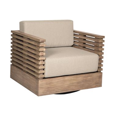 Vivid Swivel Outdoor Patio Chair In Light Eucalyptus and Taupe
