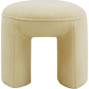 Vivie Faux Shearling Ottoman In Ivory