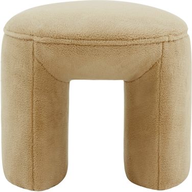 Vivie Faux Shearling Ottoman In Tan