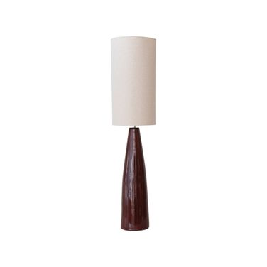 Vivienne Ceramic Floor Lamp with Linen Shade and Reactive Glaze In Brown
