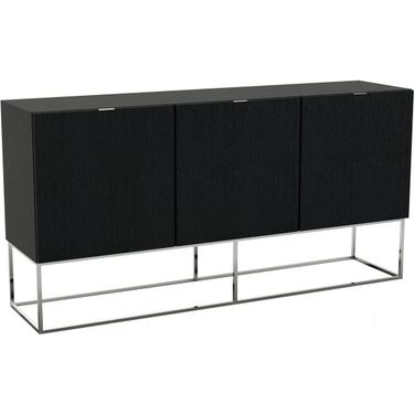 Vizzione Dark Gray Oak And High Polished Stainless Steel Buffet