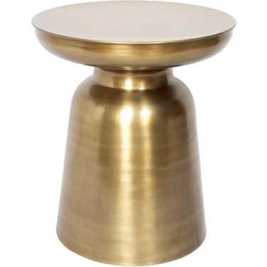 Vodra Solid Handmade Brass Drum Side End Table In Brass Gold