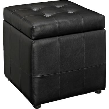 Volt Black Storage Upholstered Vinyl Ottoman