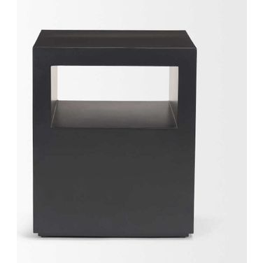 Vondra Metal with Open Shelves Side Table In Black