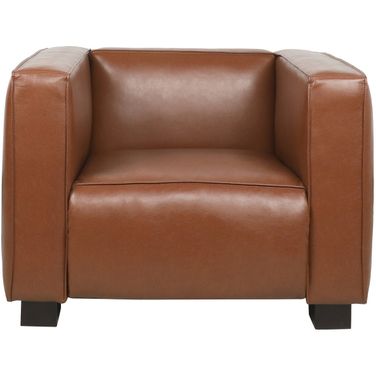 Vortexia Faux Leather Club Chair with Tuxedo Design In Light Brown