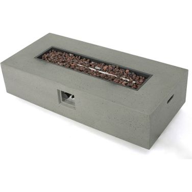 Vortical 50 Thousand Btu Outdoor Rectangular Concrete Firepit In Light Grey